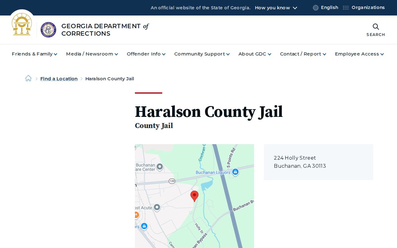 Official Georgia listing for Haralson County Jail