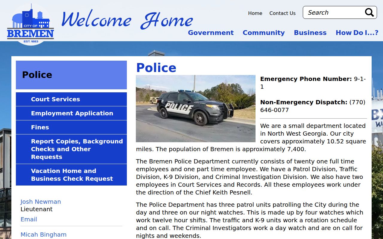 Bremen criminal records information from the Bremen Police Department