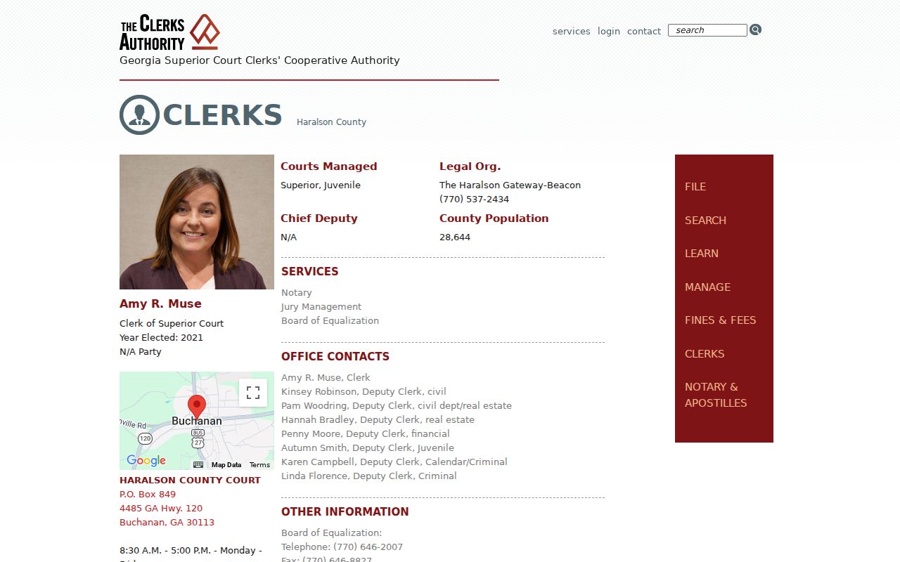 Official Haralson County Superior Court clerk profile